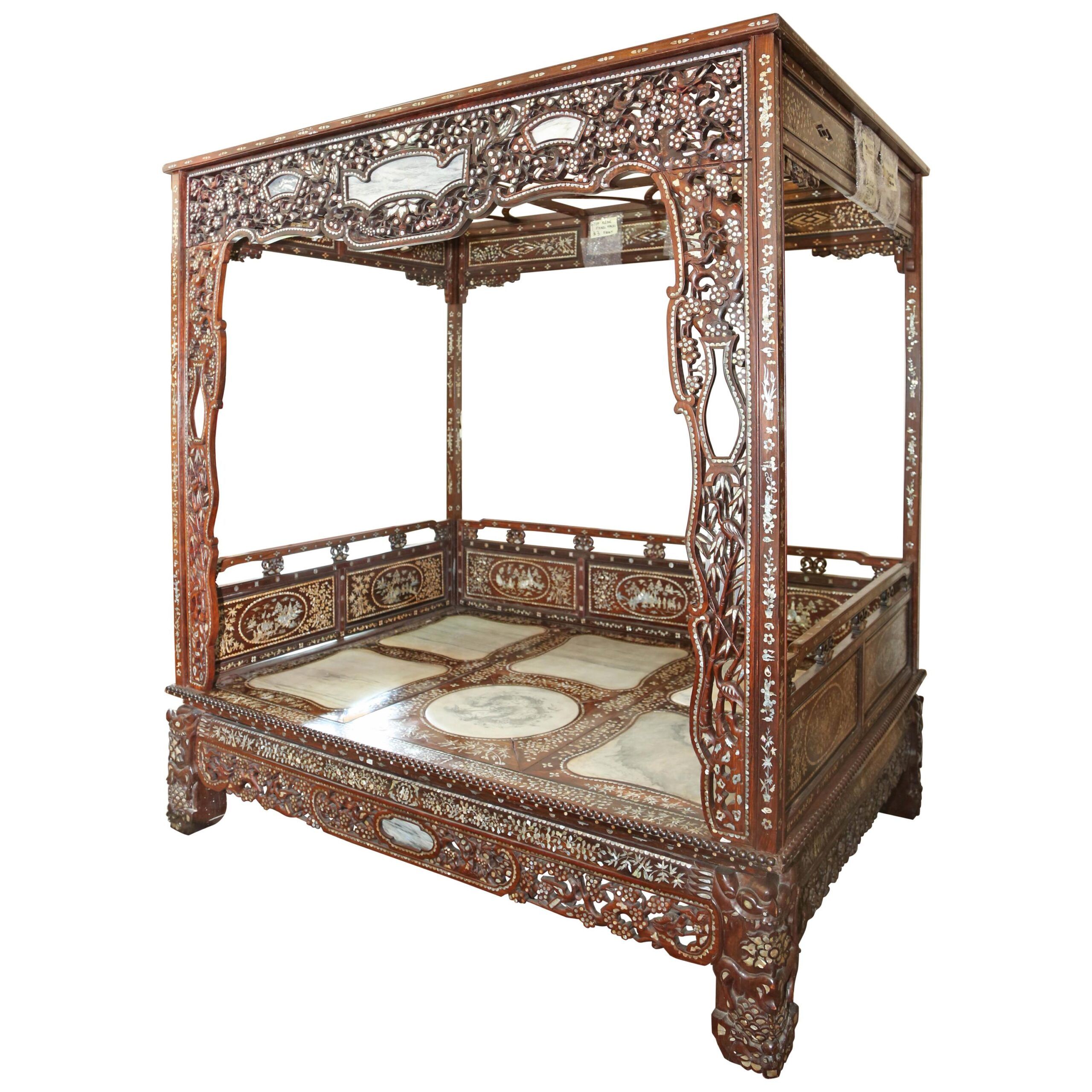 The Intricate Beauty of 19th Century Chinese Wedding Beds: A Symbol of Tradition and Union